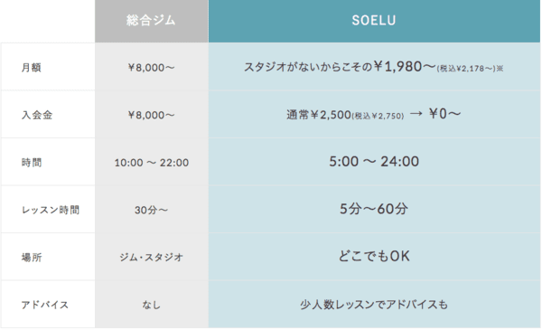 ソエル ジム 料金比較
